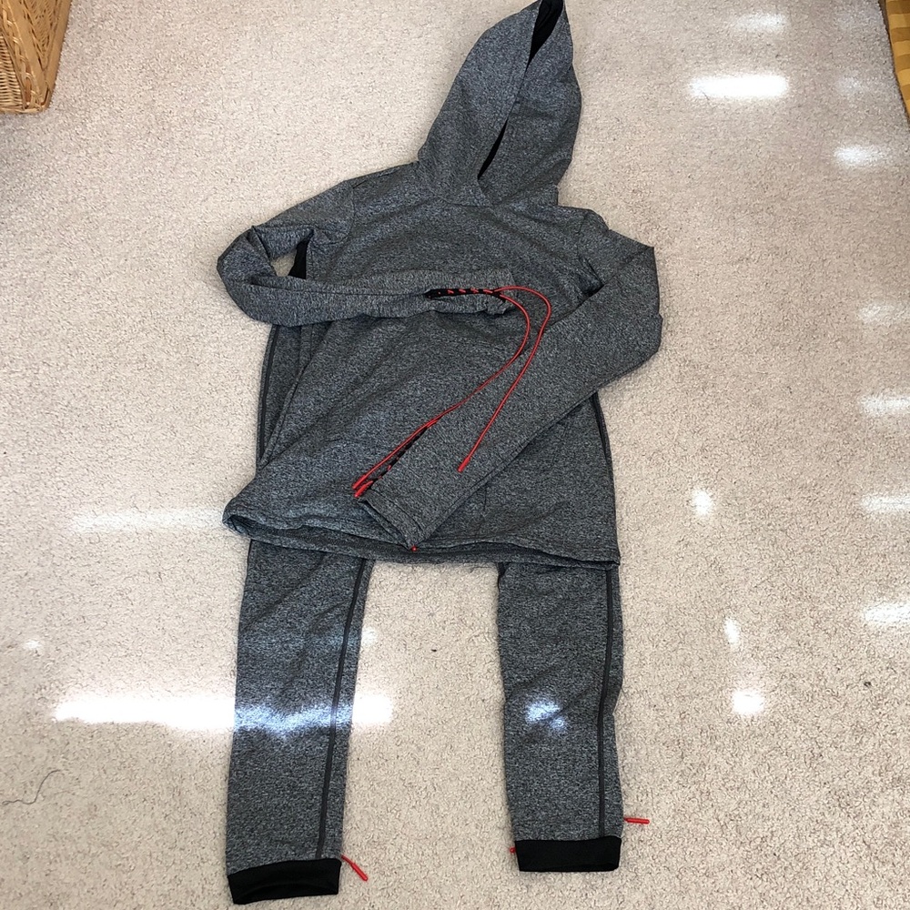 Reflex Heathered Gray Hoodie & Joggers with Red Drawcords